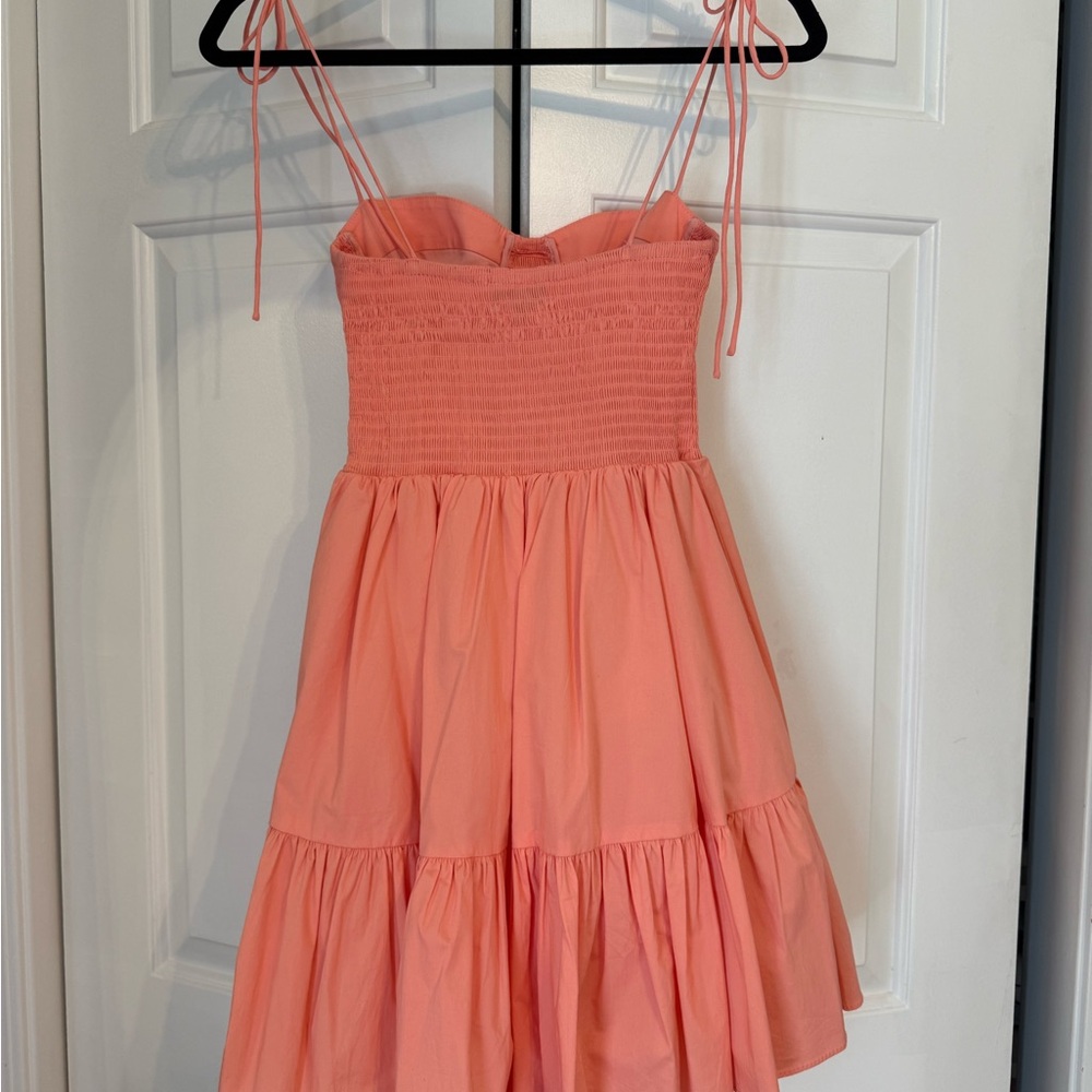 STAUD Pink Tie-Shoulder Smocked Mini Dress - Picture 3 of 4